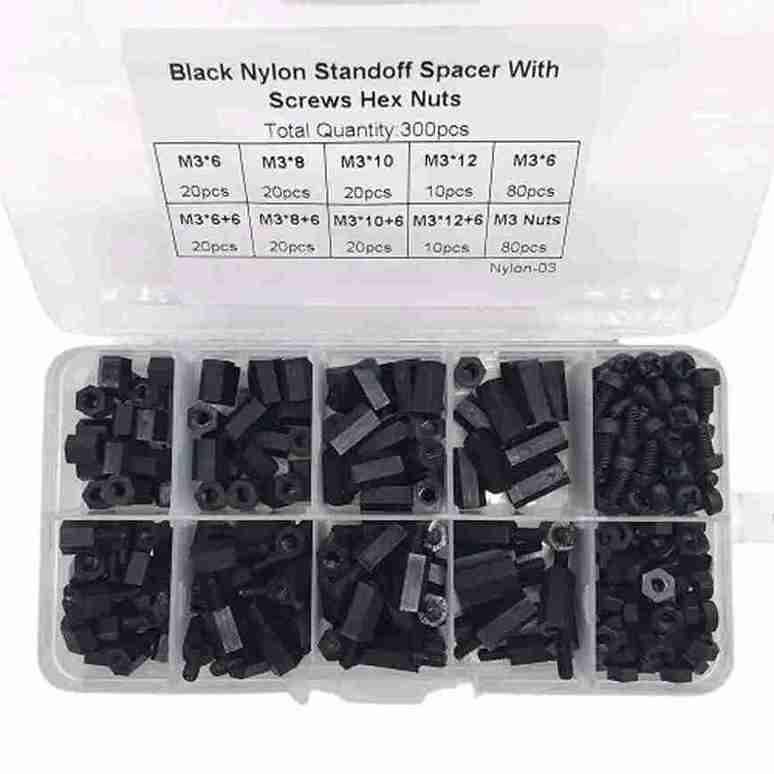 M3 Nylon Screw Black Hex Screw Nut Nylon PCB Standoff Assortment Kit 250pcs - CRCibernética - Foto 5