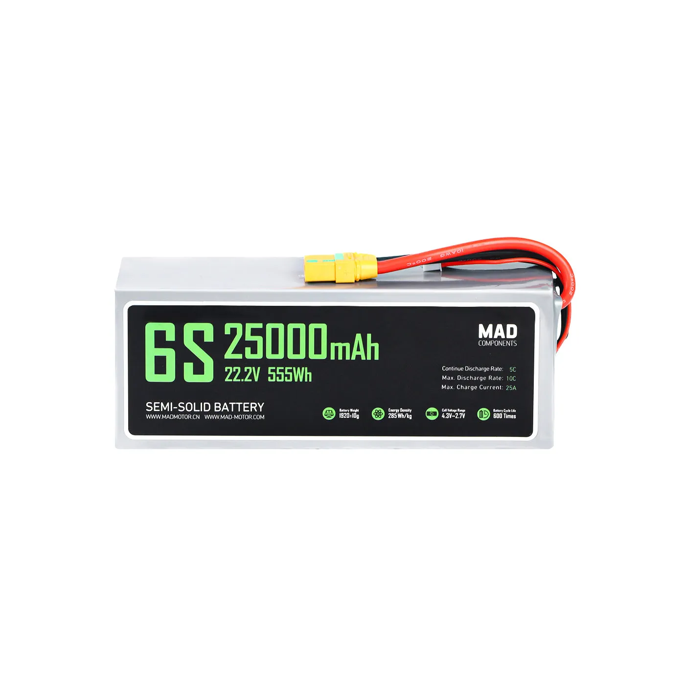 mad-25000mah-5c-222v-6s1p-high-power-density-light-weight-drone-semi-solid-state-lithium-battery