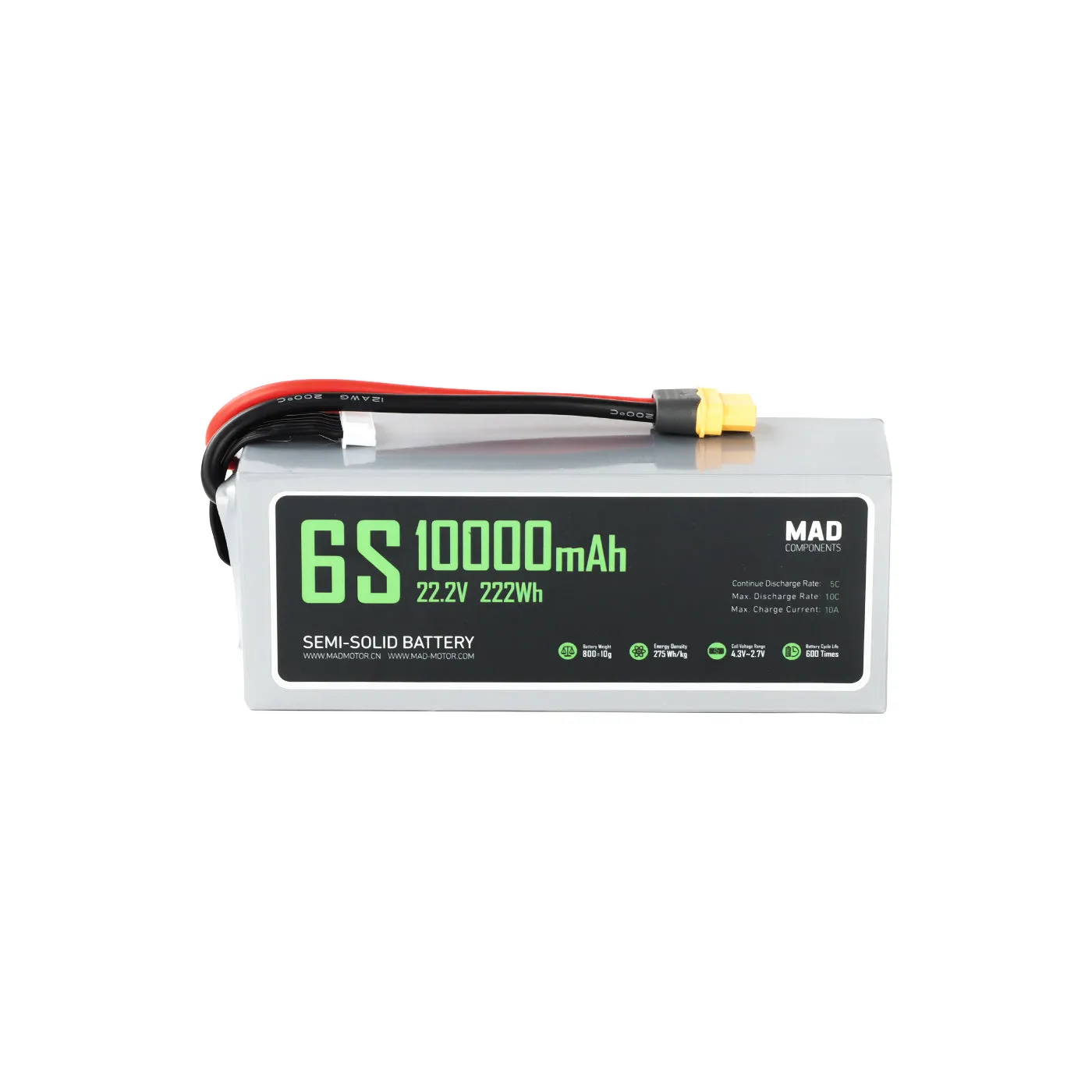 mad-10000mah-5c-222v-6s1p-high-power-density-light-weight-drone-semi-solid-state-lithium-battery