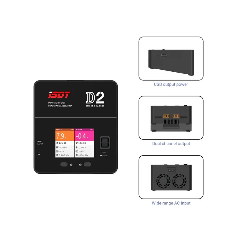 Isdt d2 mark 2 lipo battery balance charger,dual 200w 12a ac