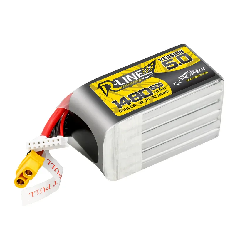 Tattu r-line v5.0 1480mah 6s 150c lipo battery with xt60 plug at