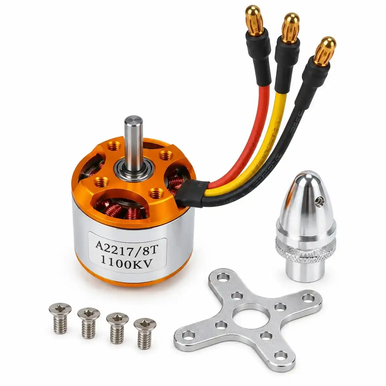 A2217 8T 1100 KV BLDC Brushless DC Motor for Marine RC Boat with Soldered Connector 